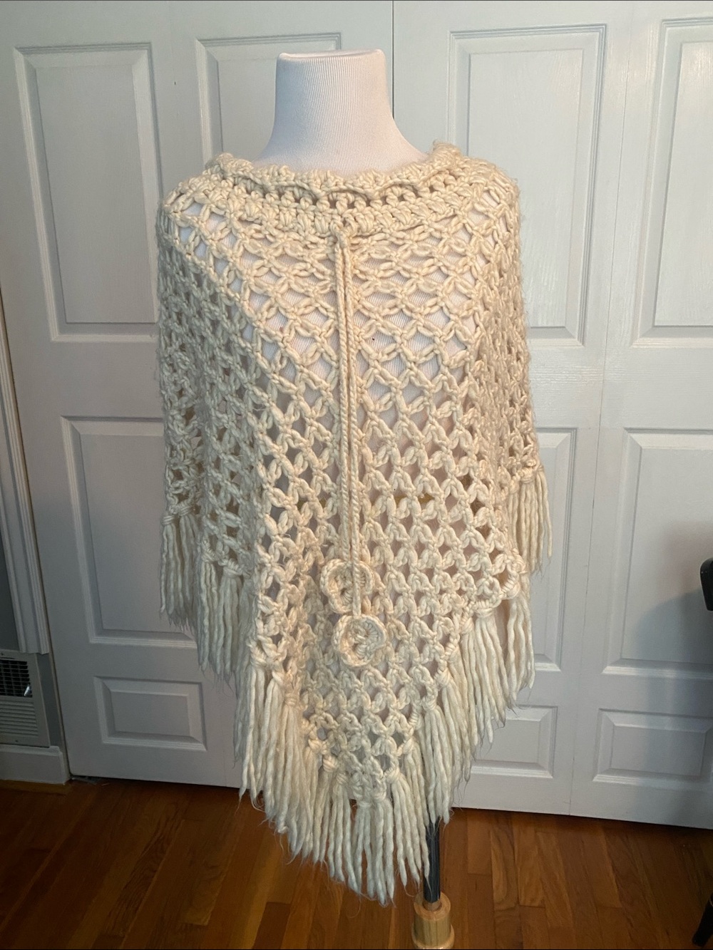 Cream Crochet Fringe Poncho Sweater - J.J. Basics